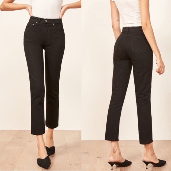 Reformation Julia High Crop Cigarette Jean in black - Picture 1 of 4